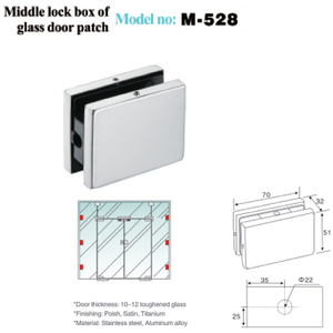 Produttore di accessori per porte in vetro senza telaio temperato per ufficio raccordo Patch in acciaio inossidabile 304 - Product Image 2