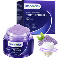Poudre blanchissante pour dents 30g Medcodes saveur menthe, haleine fraîche, nettoyage dentaire, correction de la couleur, violet