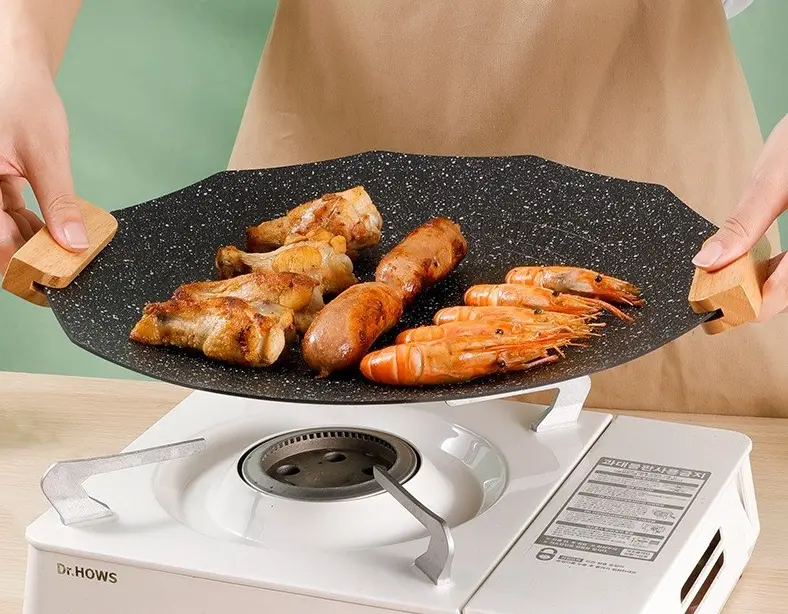 Household Portable Non-Stick Polygon Pattern Design Grill Pan Barbecue Plate Diamond