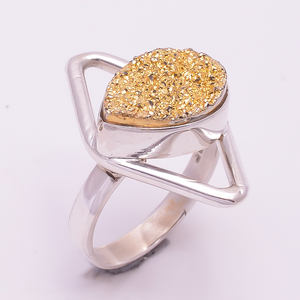 Bague en argent sterling 925 faite à la main pour femmes Unique naturel Druzy Gemstone Design de mode classique pour les mariages bijoux personnalisés - Product Image 5