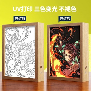 Nouvelle Lampe de Nuit LED Anime Demon à Trois Couleurs Lumineuses, Alimentée par Énergie Solaire, Étanchéité IP55, en Bois, avec Télécommande et Interrupteur Tactile 10W - Product Image 4