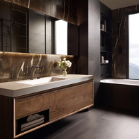 Meuble de salle de bain flottant Royal Classic, meuble de salle de bain autoportant de luxe en bois, vasque murale