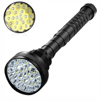 Penjualan Laris Senter LED Super Terang Aluminium Tugas Berat 15000LM Baterai 18650 atau 26650 Lampu Hitam
