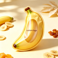 Op maat gemaakte bananenvormige, voedselveilige staande pouch met venster en ritssluiting, plastic verpakkingstas voor gedroogd fruit