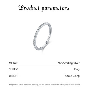 S925 <b>Silver</b> Minimalist Half Paved CZ <b>Silver</b> <b>Ring</b> Dainty Korean Style Daily Wear JewelryElegant Half Eternity CZ <b>Stacking</b> <b>Ring</b> St - Product Image 2