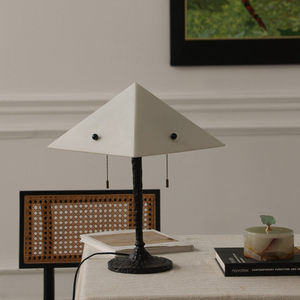 Minimalist Desk Lamp White Shade Iron Base LED <b>Light</b> Source <b>Switch</b> Control For Study Room Or Bedroom Reading - Product Image 1