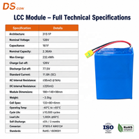 Module de condensateur au lithium-carbone (LCC) 128V 161F, 148*98*188mm, pour alimentation de secours d'équipement médical, personnalisable sur demande.