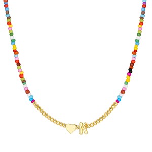 <strong>Children's</strong> Cute Heart <strong>Initial</strong> Brass Pendant <strong>Necklace</strong> with Bamboo Chain Clavicle Chain for Women Kids Birthday Christmas Gift - Product Image 2