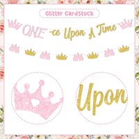 Dekorasi Ulang Tahun Pertama Bertema Putri, Spanduk Once Upon a Time, Perlengkapan Pesta Ulang Tahun Pertama Bertema Putri Warna Pink Emas