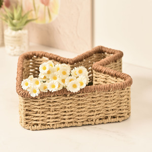 Handmade Woven Paper Rope Storage <b>Basket</b> Rectangle Desktop Organizer Living Room Snack <b>Tray</b> Household Storage - Product Image 4