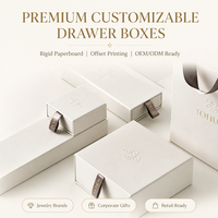 Boîte à tiroir blanche de luxe avec ruban et languette de traction, logo personnalisé en relief, doublure en satin, boîte cadeau coulissante, emballage OEM