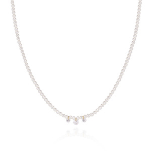 สร้อยคอแฟชั่นทรงเรขาคณิตประดับมุกเทียมขนาด 2.5 มม. ชุบทองบนสแตนเลส สำหรับผู้หญิง - Product Image 4