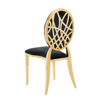 Chaise de banquet ronde en velours noir avec cadre doré, découpe en métal en croix, pour banquets, mariages, hôtels - Vente en gros