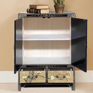 Armoire <span class=keywords><strong>de</strong></span> <span class=keywords><strong>rangement</strong></span> pour la maison en <span class=keywords><strong>bois</strong></span> <span class=keywords><strong>massif</strong></span>, à double porte, motif floral <span class=keywords><strong>de</strong></span> style américain, écologique, grande capacité, durable - Product Image 2