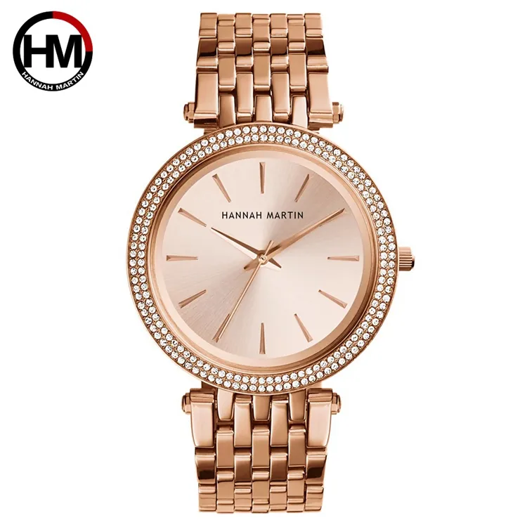 HANNAH MARTIN 1185 Trendy Quality Minimalist Women's Watches Stainless Steel Analog Quartz Wrist Watch For Ladies