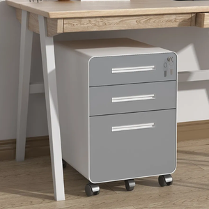 Meuble de rangement mobile à 3 tiroirs avec serrure, meuble de classement mobile à 3 tiroirs, assemblage inclus - Product Image 2