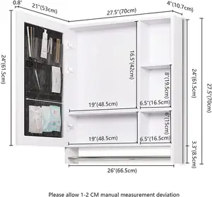 목욕탕 잘 고정된 내각, 알루미늄 약 거울 내각, 화장실/허영 수채 백색 거는 ca에 저장 조직자,