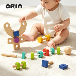 <span class=keywords><strong>Juguete</strong></span> Educativo Montessori de Madera para Niños Pequeños, <span class=keywords><strong>Caja</strong></span> de Clasificación de Formas y Colores con Tuercas y Pernos, Certificado CE CPC - Product Image 2
