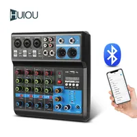 HUIOU Amazon Hot F5A amplificatore di potenza 48V Phantom Power 5 canali Audio digitale Mini Mixer Console Mixer Audio professionale