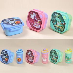 卡通独角兽儿童防漏蒂芬食品容器双酚a免费微波炉儿童学校便当饭盒和水瓶套装 - Product Image 1