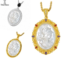 Medusa und Weisheitsgöttin Cameo-Relief-Anhänger Exquisite Schnitzerei auf Perlmutt Anpassbares Bild für Großhandelsgeschäfte