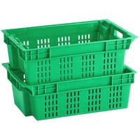 Boîte fourre-tout de stockage de légumes d'entrepôt réutilisable Panier en plastique Nid de pile Caisses de déménagement en plastique à mailles ventilées pour fruits