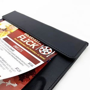 Small MOQ Black Pu Portable Menu <b>Board</b> Single Page Hotel Menu Holders with Magnet Pen Holder Menus for Restaurant - Product Image 2