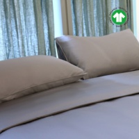 Prêt à expédier couleur unie 100% ensemble de literie en coton biologique certifié GOTS housse de couette Queen/King Size avec drap plat