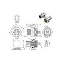Fábrica al por mayor CE RoHs M12 5P enchufe blindado chapado en oro montaje en Panel trasero soldadura IP67 impermeable M12 D código 5pin conector PCB