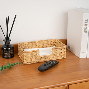 Panier de rangement rectangulaire Bobai fait main en jacinthe d'eau tressée, organisateur de cuisine de type sur pied RD - Product Image 3