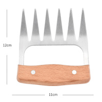 Extracteur de viande en acier inoxydable poli de haute qualité, 2 pièces, manche en bois, déchiqueteur de viande facile, pinces à viande, outils de barbecue