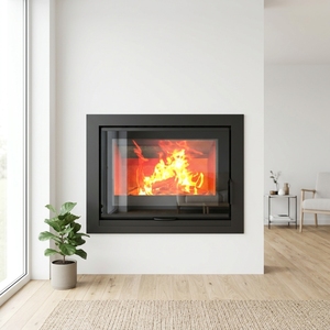 Poêle à bois encastré avec grande fenêtre de visualisation pour intérieur - Product Image 1
