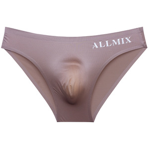 Calzoncillos, tangas y medias sexys para hombre, de seda helada, transpirables, con bolsillo con letras en relieve 3D, logotipo y talla personalizados - Product Image 1