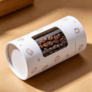 Custom Coffee Bean Cylinder Paper <b>Box</b> With Clear <b>Display</b> Window Kraft Cardboard Round Tube Packaging Custom Logo Printed - Product Image 6