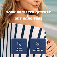 Cotton Eco-Friendly Antimicrobial Quick-Dry Jacquard Striped Beach Towel Highly Absorbent and Luxurious Large Design