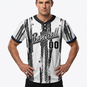 Custom Baseball Jersey Printed Solid Short Sleeve High Quality Unisex Sportswear Breathable V-neck Polyester/Cotton Plus Size - Product Image 1