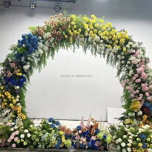X873 الغابات الاستوائية حار بيع الزفاف الحرير الاصطناعي روز فو زهرة قوس خلفية الأخضر زهرة قوس لديكور الزفاف - Product Image 6