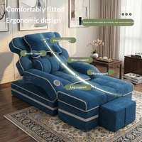Fauteuil de spa électrique en velours pour soins des pieds avec massage, bain de pieds tout-en-un, soins des ongles et fauteuil inclinable pour nettoyage des oreilles