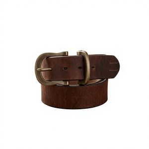 Ceinture en cuir de vache véritable de haute qualité, fabrication directe d'usine, avec boucle carrée en acier, style vintage, robuste, imperméable et écologique, nouvelle arrivée - Product Image 1