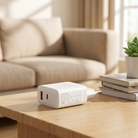 Chargeur mural USB-C GaN 65W Shenzhen Lvxiangyuan, PD QC double port, charge rapide, prise EU, certifié CE pour téléphone, tablette, ordinateur portable