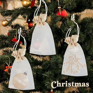 Bolsa de Organza Blanca Transparente de Gran Tamaño y Alta Calidad con Cordón y Cinta con Logotipo Personalizado para Regalo - Product Image 6
