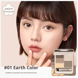 Palette de fards à paupières portable Judydoll, cinq couleurs, orange, <span class=keywords><strong>yeux</strong></span>, sourcils, combinaison, imperméable, contouring, mat, illuminateur double - Product Image 6