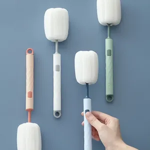 Zenidoo – brosse de nettoyage pour bouteille d'eau, tasse isolée à long manche, brosse éponge amovible, poils doux écologiques, 1 pièce - Product Image 4