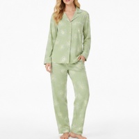 Pyjama en bambou personnalisé de haute qualité, doux et léger, pour femmes, ensemble de vêtements de nuit imprimés, manches longues, vêtements de détente décontractés, vêtements d'intérieur