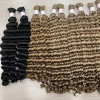 Cheveux indiens bruts bouclés, vague d'eau profonde, extensions de cheveux en vrac, cheveux humains pour tresses, double trame
