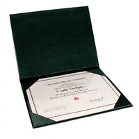 Dossier de présentation personnalisé de luxe avec logo, en papier bleu-vert, finition velours, modèle S-011, pour la remise des diplômes