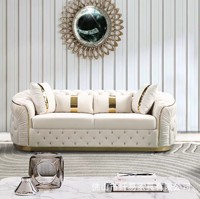 Canapé Chesterfield de luxe européen en velours blanc avec pieds or rose, capitonné, pour salon, ensemble de meubles de maison