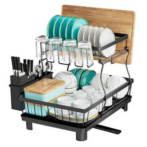 Égouttoir à vaisselle multifonctionnel en acier inoxydable, support de rangement en fil métallique pour cuisine domestique - Product Image 1