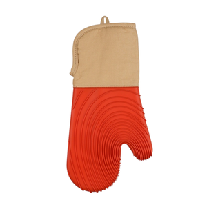 ถุงมือซิลิโคนสำหรับเตาอบแบบหนาพิเศษ พร้อมปลอกแขนผ้าฝ้ายหนาแน่นและแกนหลายชั้นเพื่อความปลอดภัยในการทำอาหารและการอบในครัว - Product Image 4