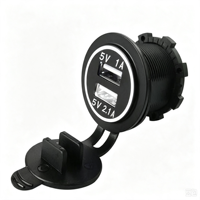 Prise double 12V 24V à charge rapide pour voiture, panneau de charge rapide 3.1A USB-A, lumière LED blanche, prise de charge rapide marine, prise étanche
